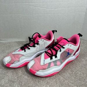Jordan Pink and White Athletic Shoes‎